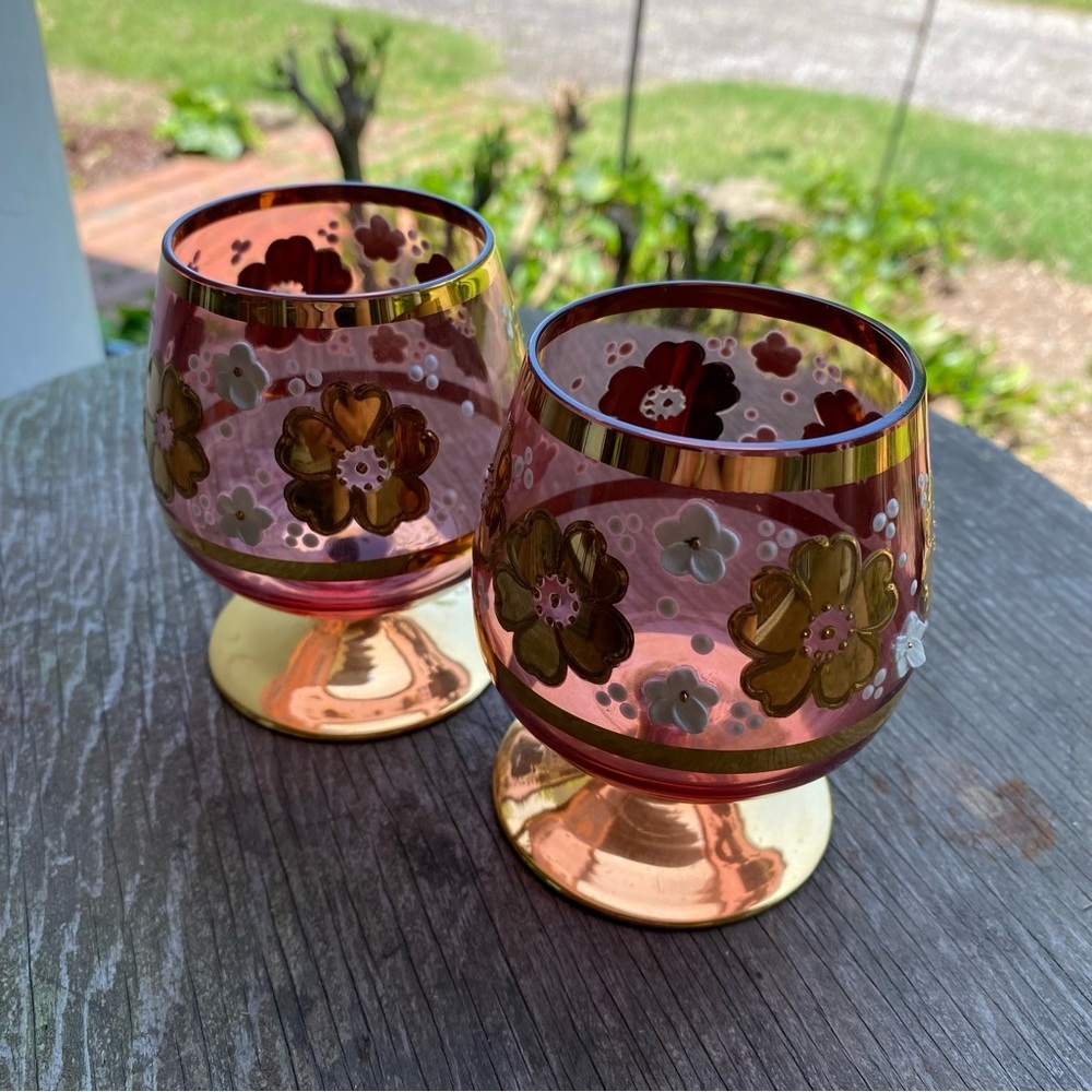 Vintage MCM Bohemia Glam Czech Brandy Crystal Glasses - Picture 7 of 10